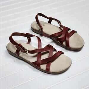G.H. Bass & Co Sunjuns Margie Strappy Women's Leather Sandals Size 8.5 Brown